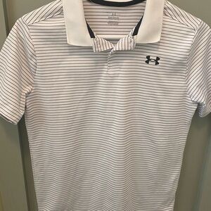 Under Armour White Polo Shirt Performance Stripes